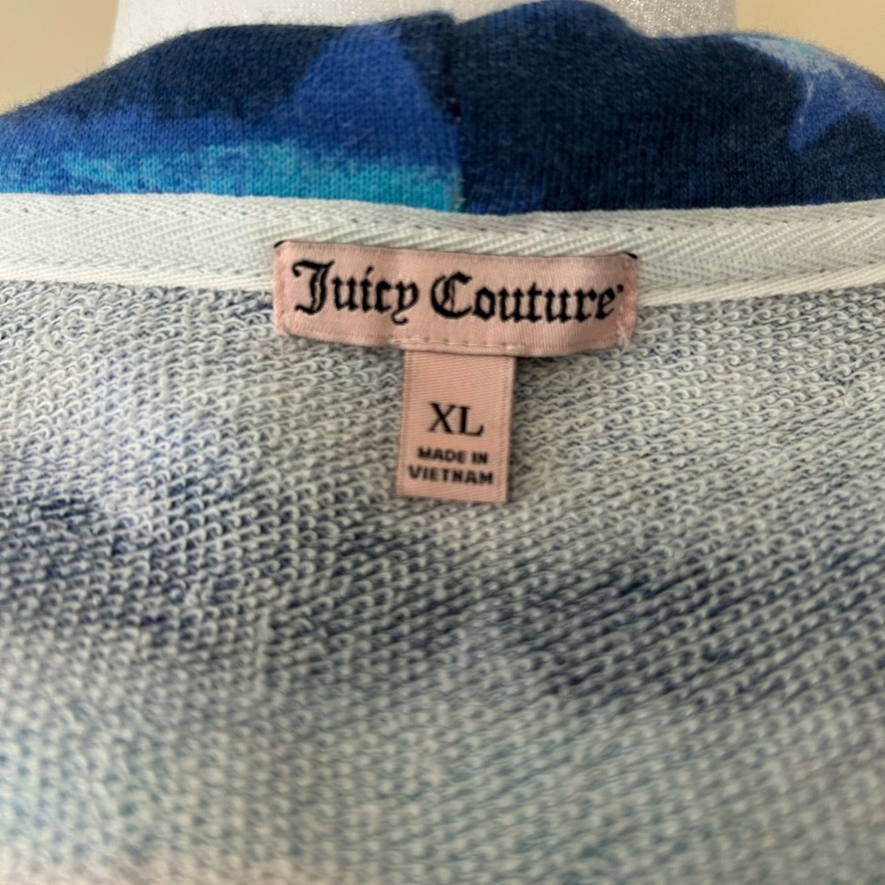 Juicy Couture Red White & Blue Tie-Dye Stars Stripes Full Zip Hoodie Jacket - Picture 9 of 10